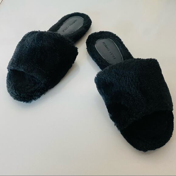 KENDALL & KYLIE Black Faux Fur Fuzzy Chloe Slide Sandals Slippers 6 Y2K 90s - Picture 4 of 7